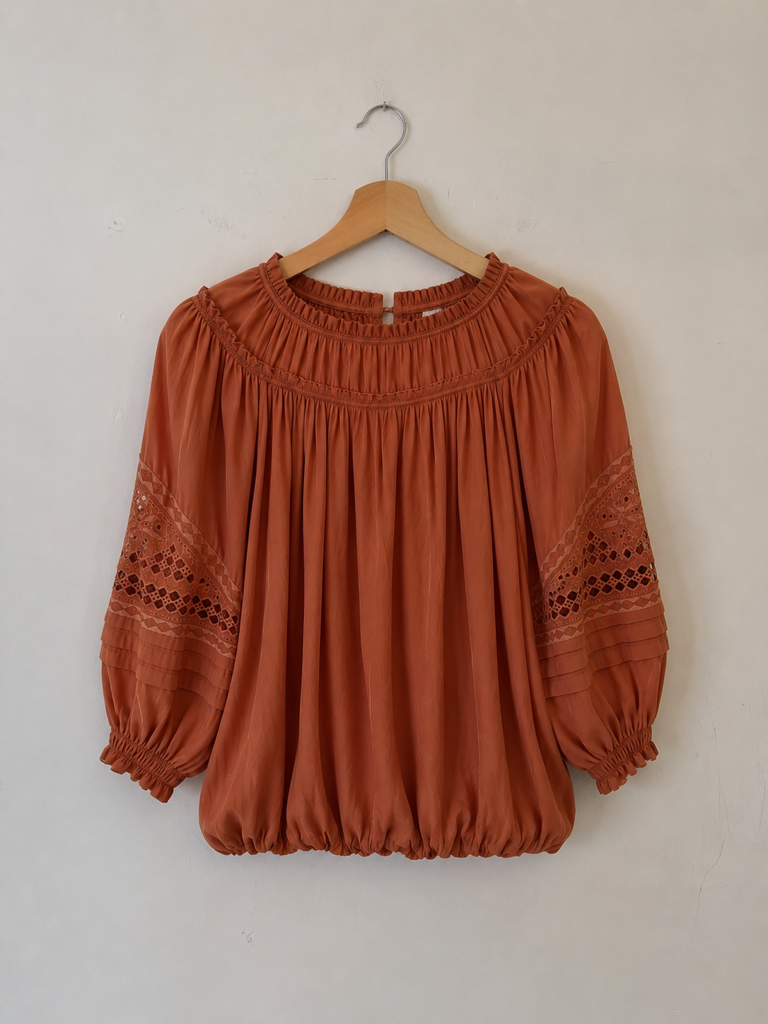 Ramy Brook terra cotta silk blouse