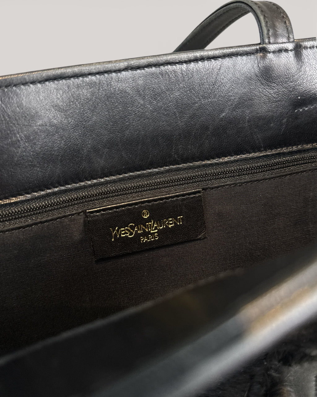 Yves Saint Laurent quilted black leather tote bag