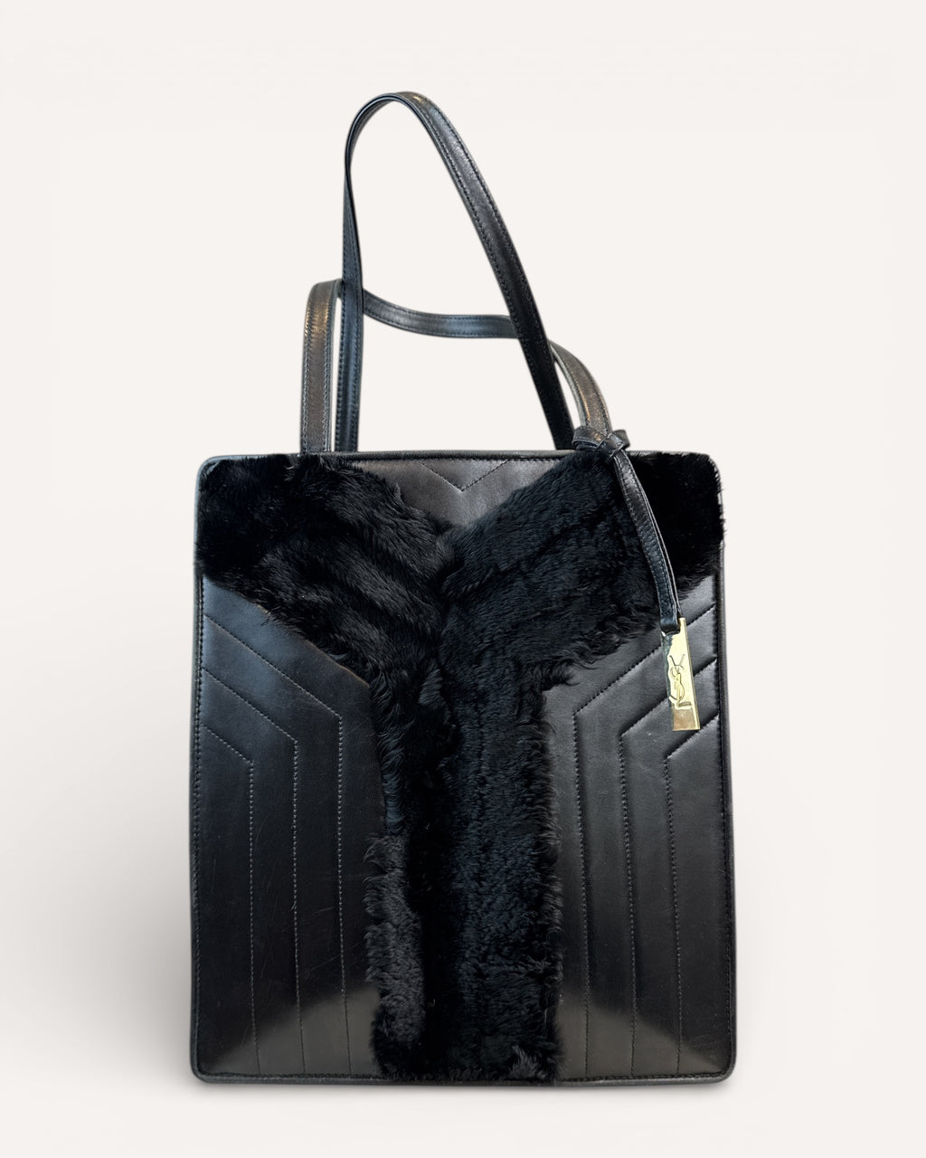 Yves Saint Laurent quilted black leather tote bag