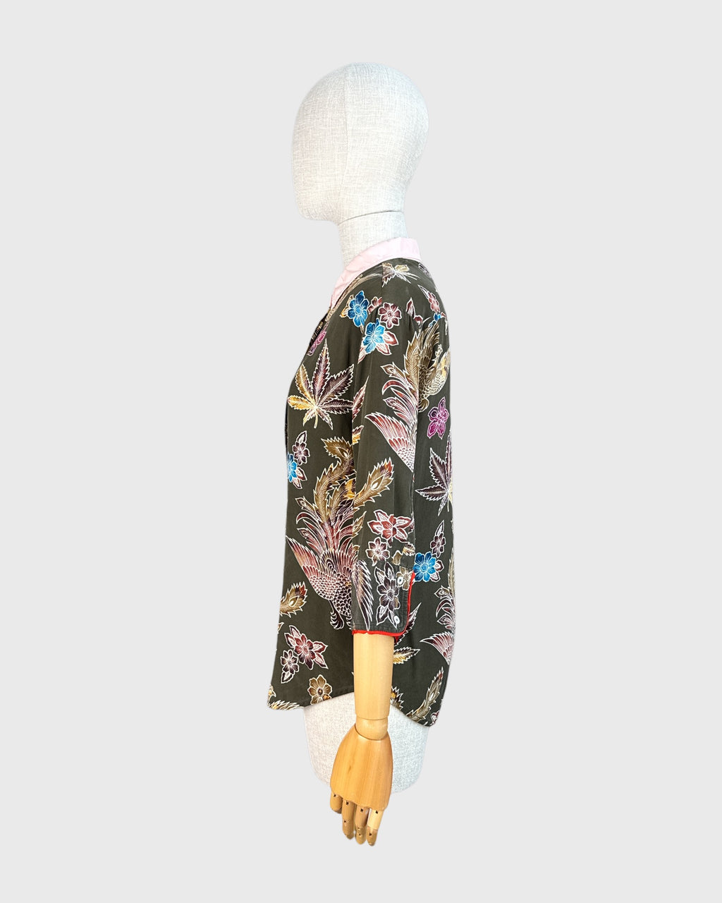 Chemise 100% soie motif fleurs et oiseaux Sandro, taille 1