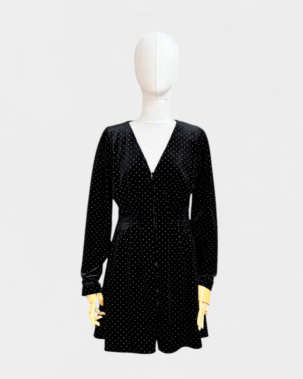 Robe velours à pois Noir Sézane , 38