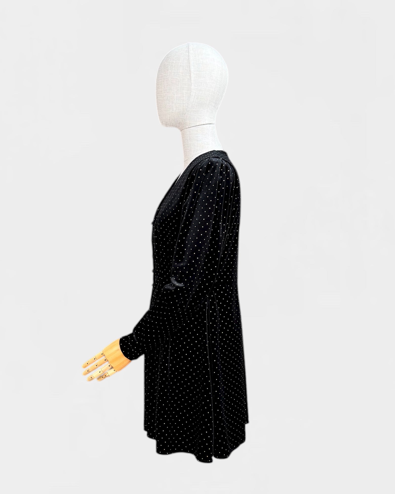 Robe velours à pois Noir Sézane , 38